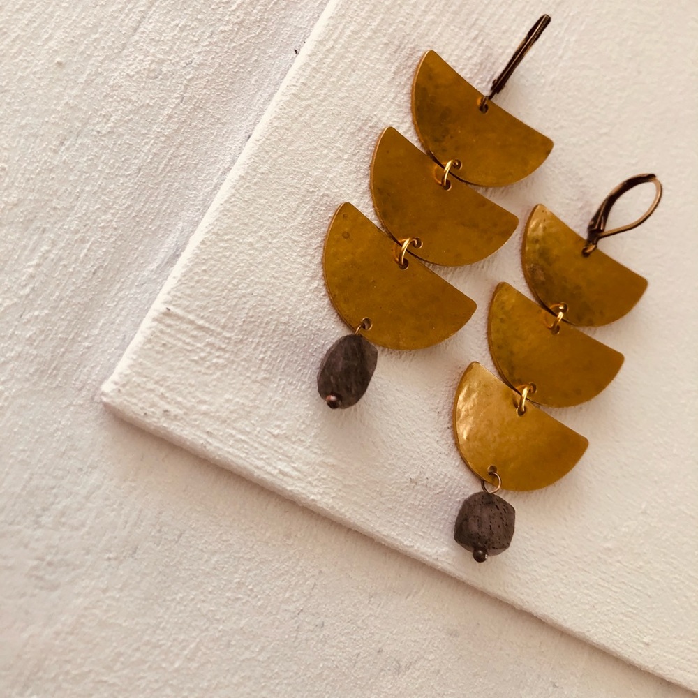 New Handcrafted Brass and Labradorite Earrings - Picture 7 of 7